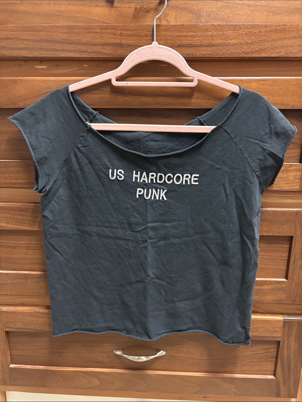 Brandy Melville NWOT US Hardcore Punk Embroidered Black Tee